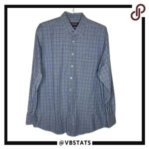 Vineyard Vines Blue/Black/White Plaid LS Burgee Shirt in Size XL